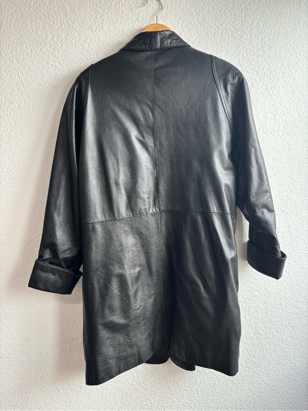 Vintage Wilsons Leather Black Belted Trench Coat Women M Y2K 90s - Picture 9 of 12